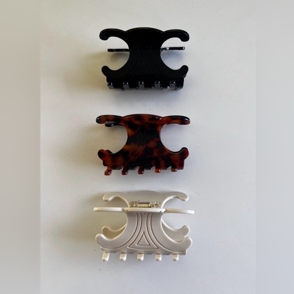 ONE Triomphe Acetate Hair Claw Clip 3” Ivory, Tortoise or Black - Choose Color!